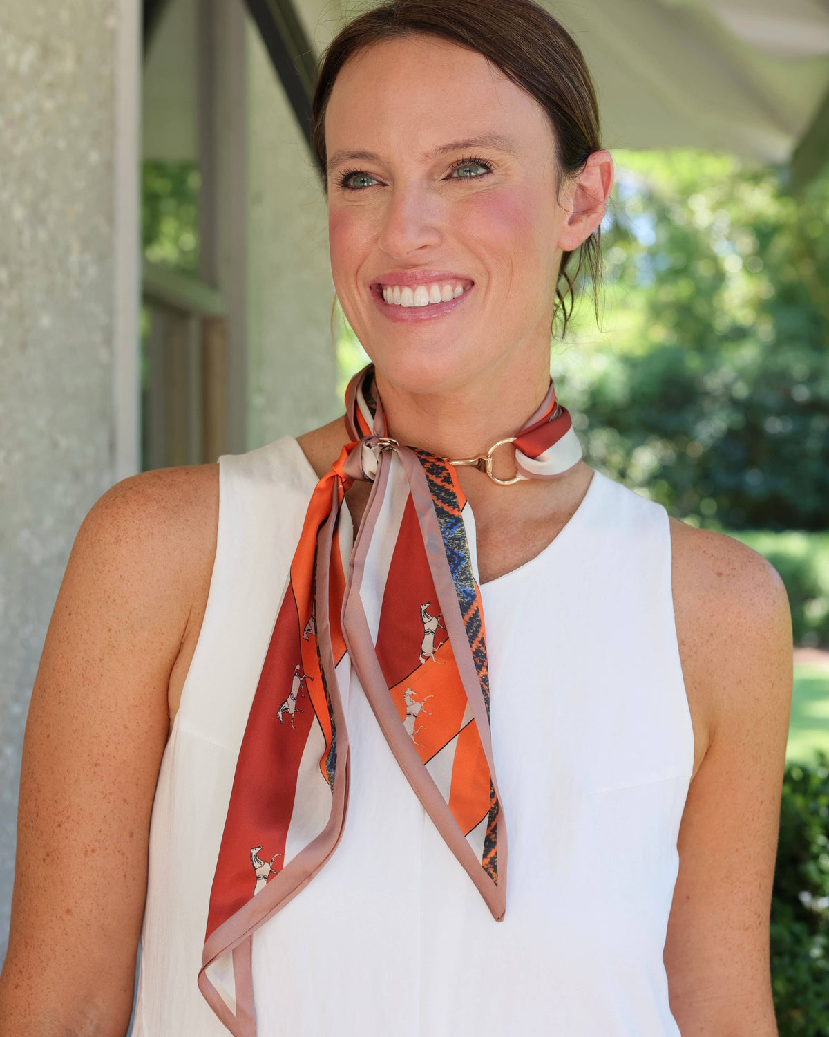 Henley Horsebit Buckle Scarf Orange: Default