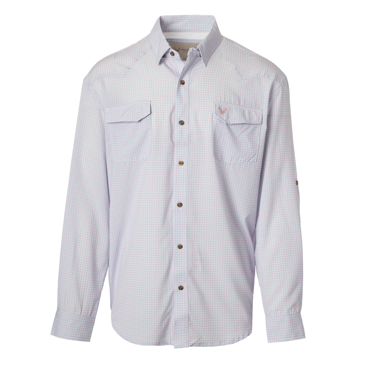 WILDGAME CloudDrift Button Down: WG-169 Pink/ Grey / 2XL
