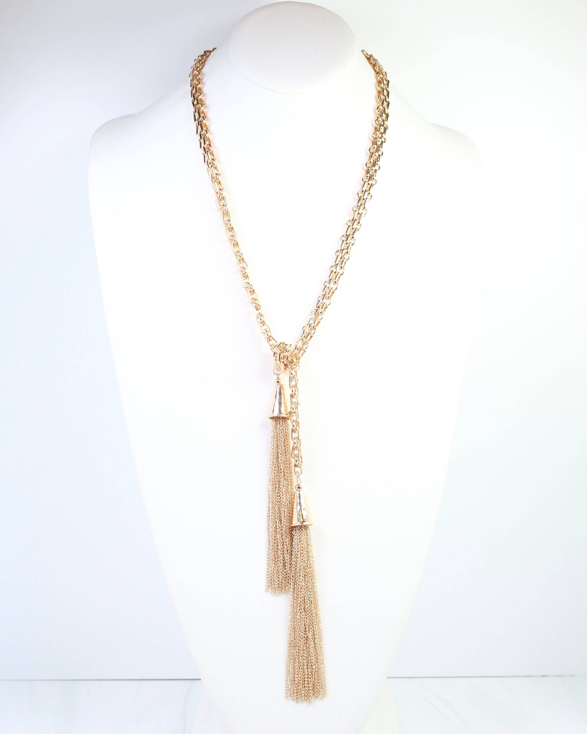 Marely Long Tassel Chain Necklace Gold: Default