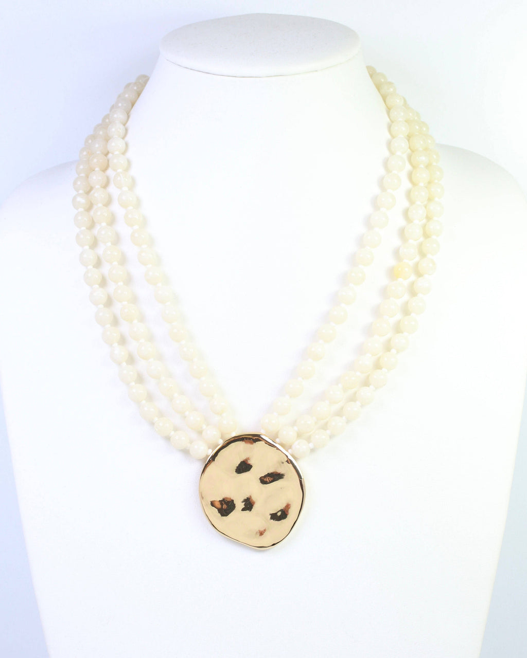 Kori Beaded Layered Necklace with Pendant Ivory: Default