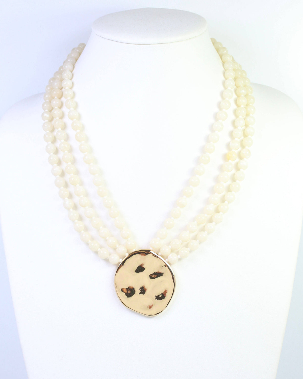 Kori Beaded Layered Necklace with Pendant Ivory: Default
