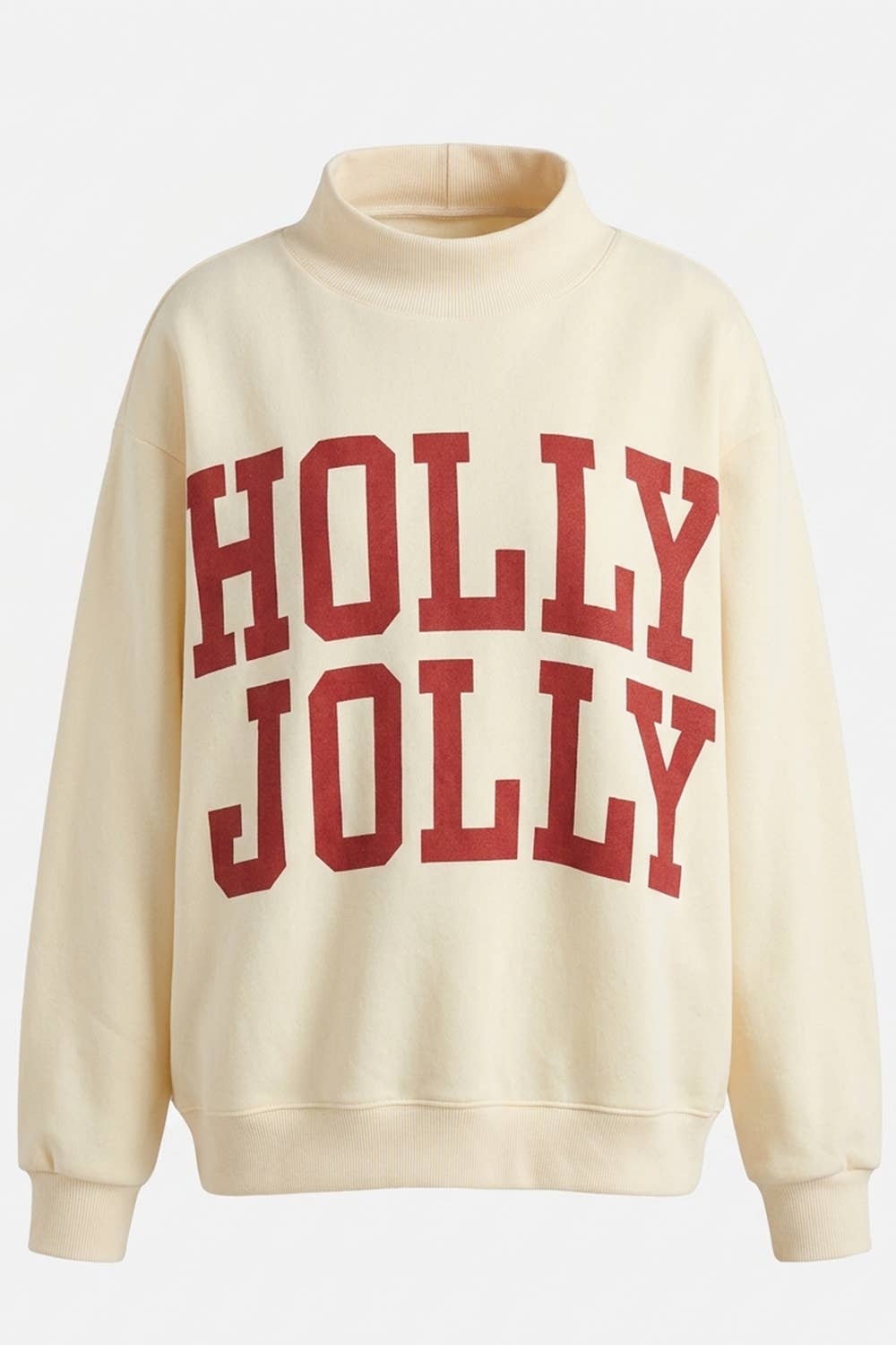 IT2594-HOLLYJOLLY | Reversible Mock-Neck Sweatshirt: Cream / S/M-L/XL (3-3)