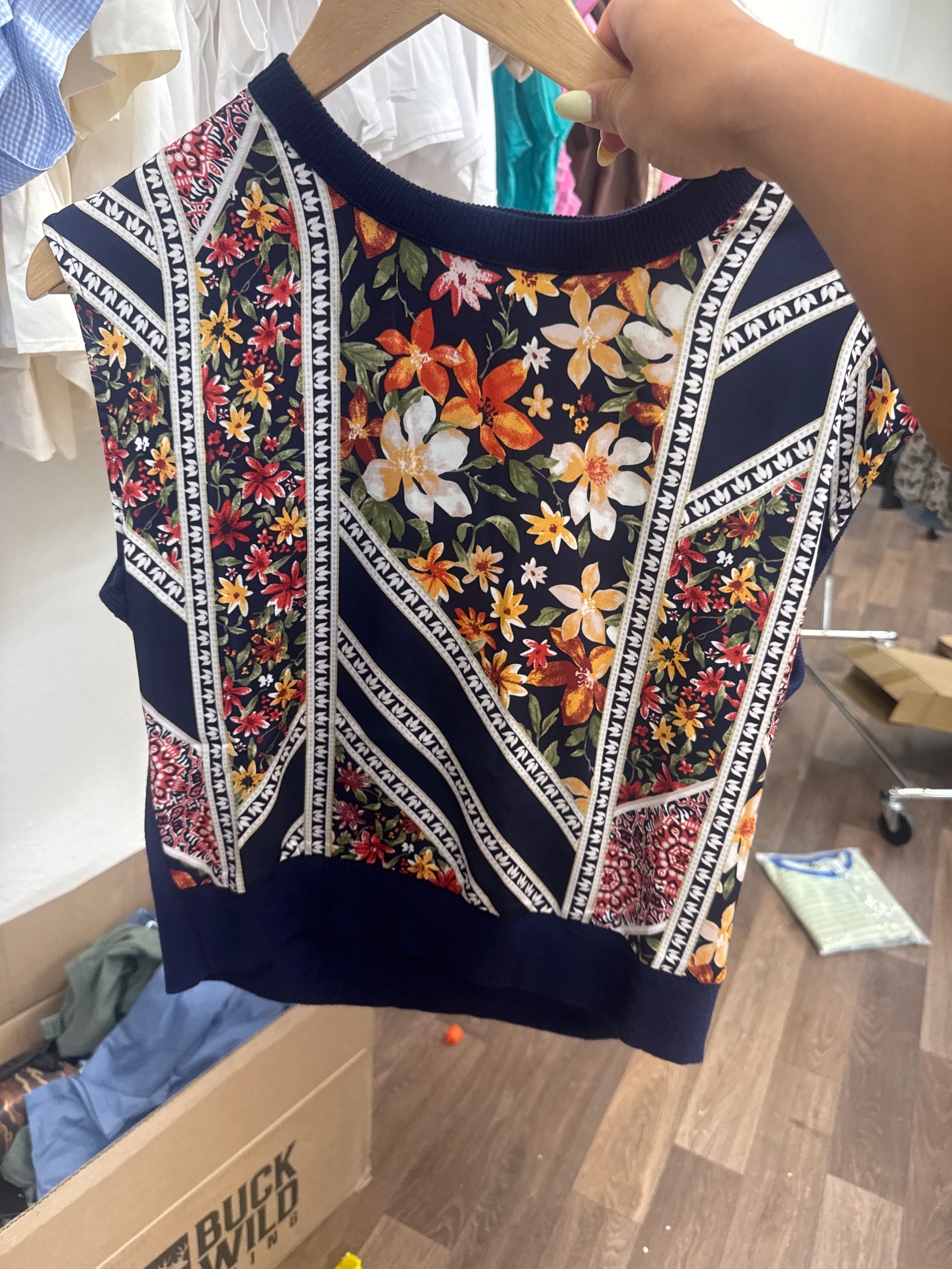 Navy pattern top
