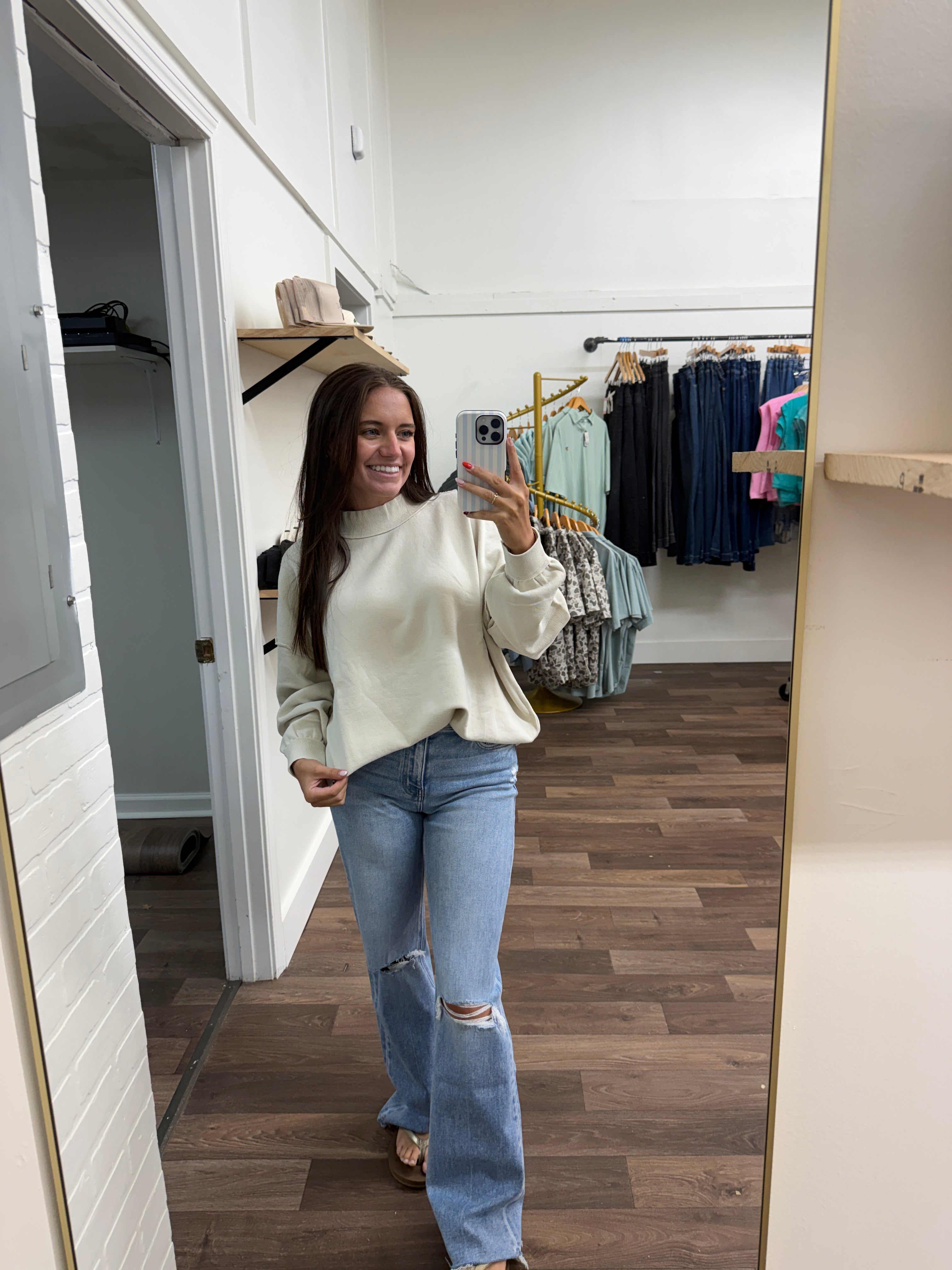 Cream Mockneck sweatshirt