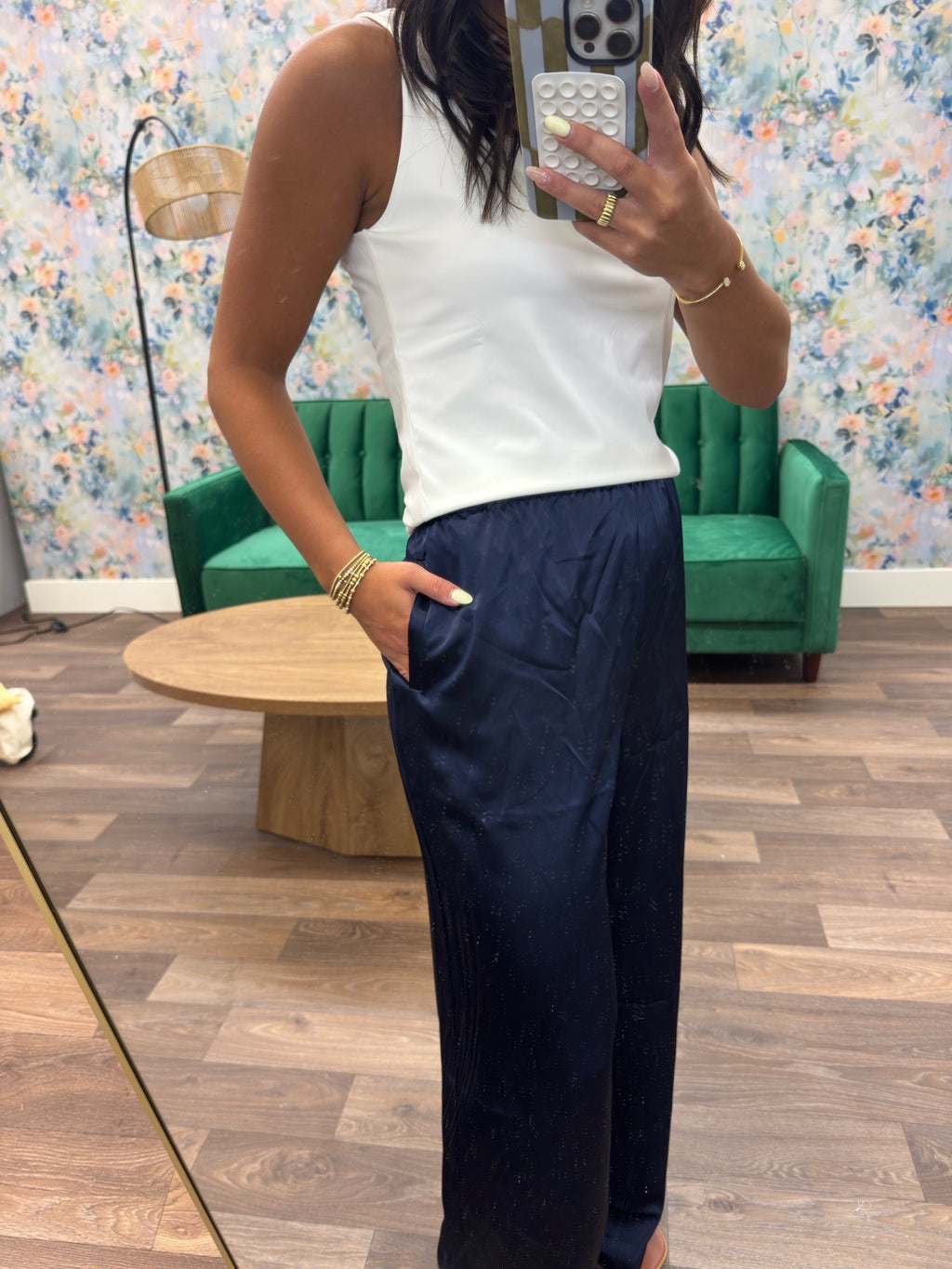 Satin wide leg pant