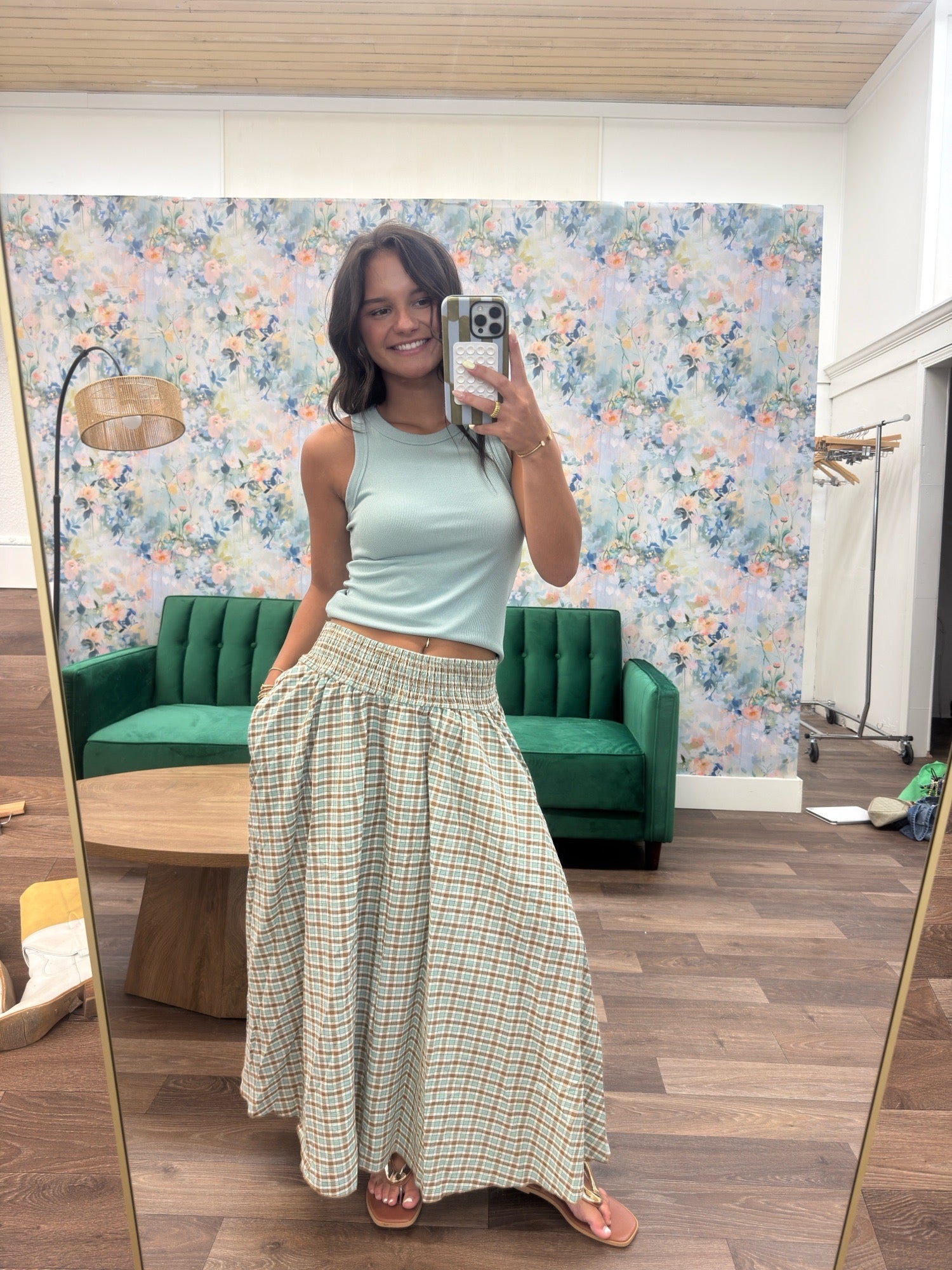 Brown multi color skirt
