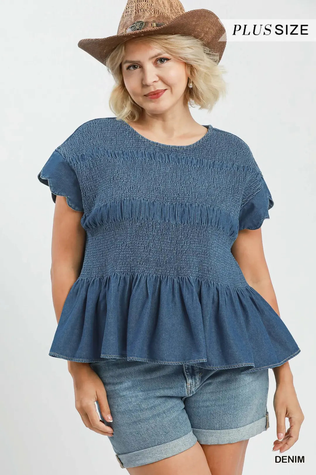 Plus Size Denim peplum top