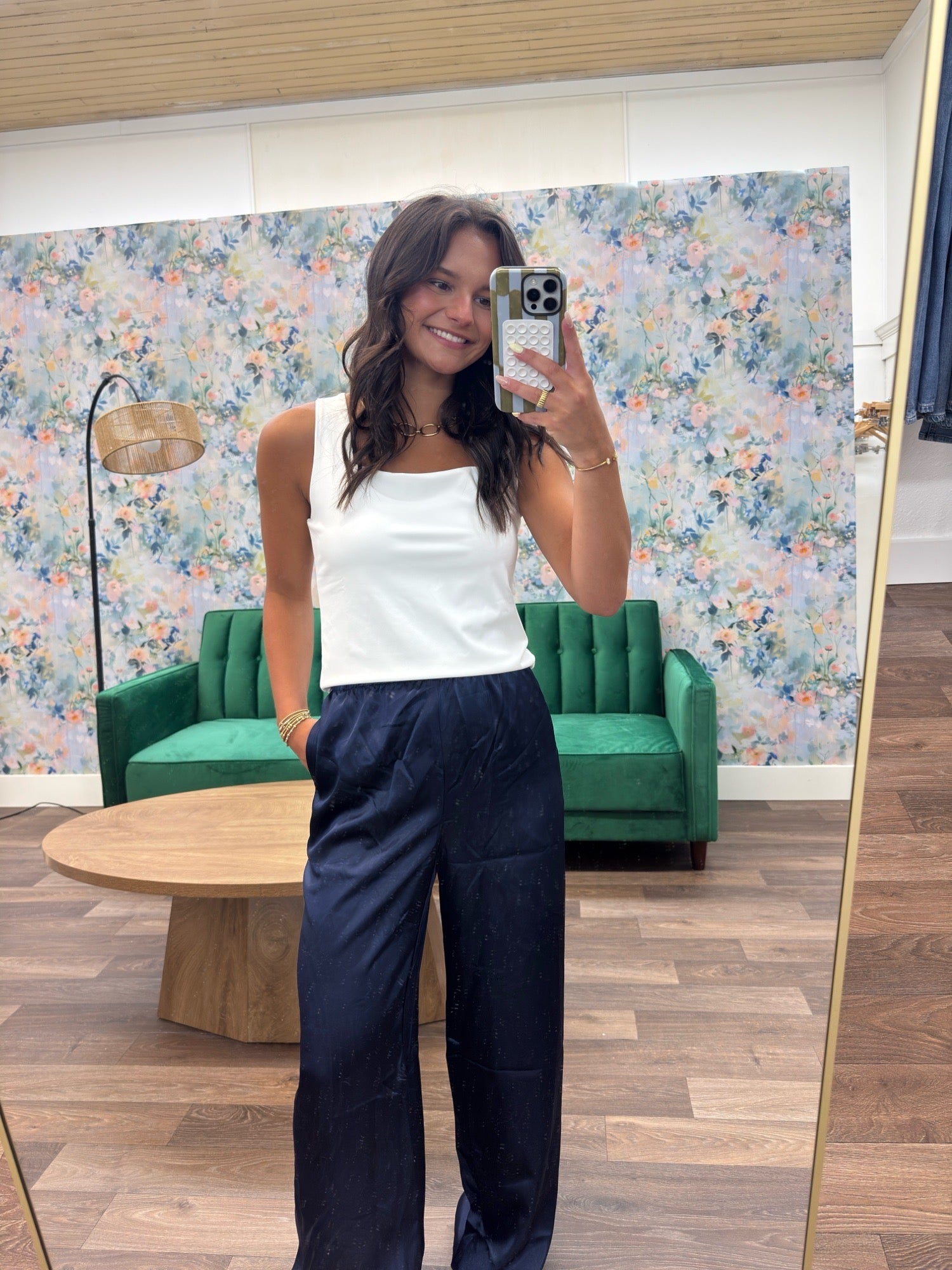 Satin wide leg pant