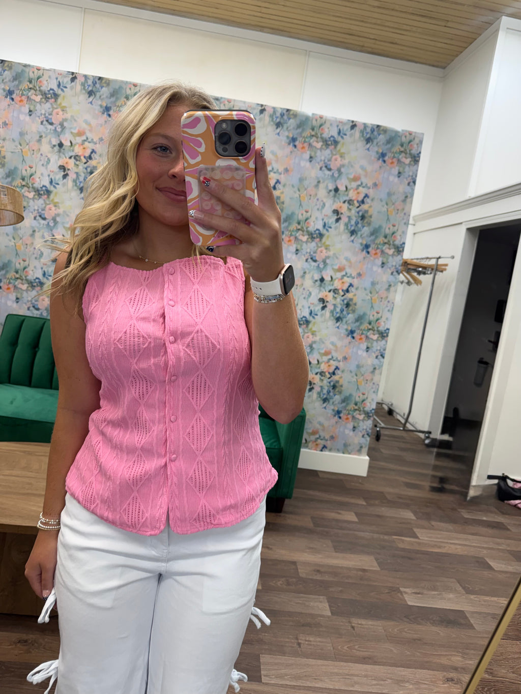 Blush Button Top
