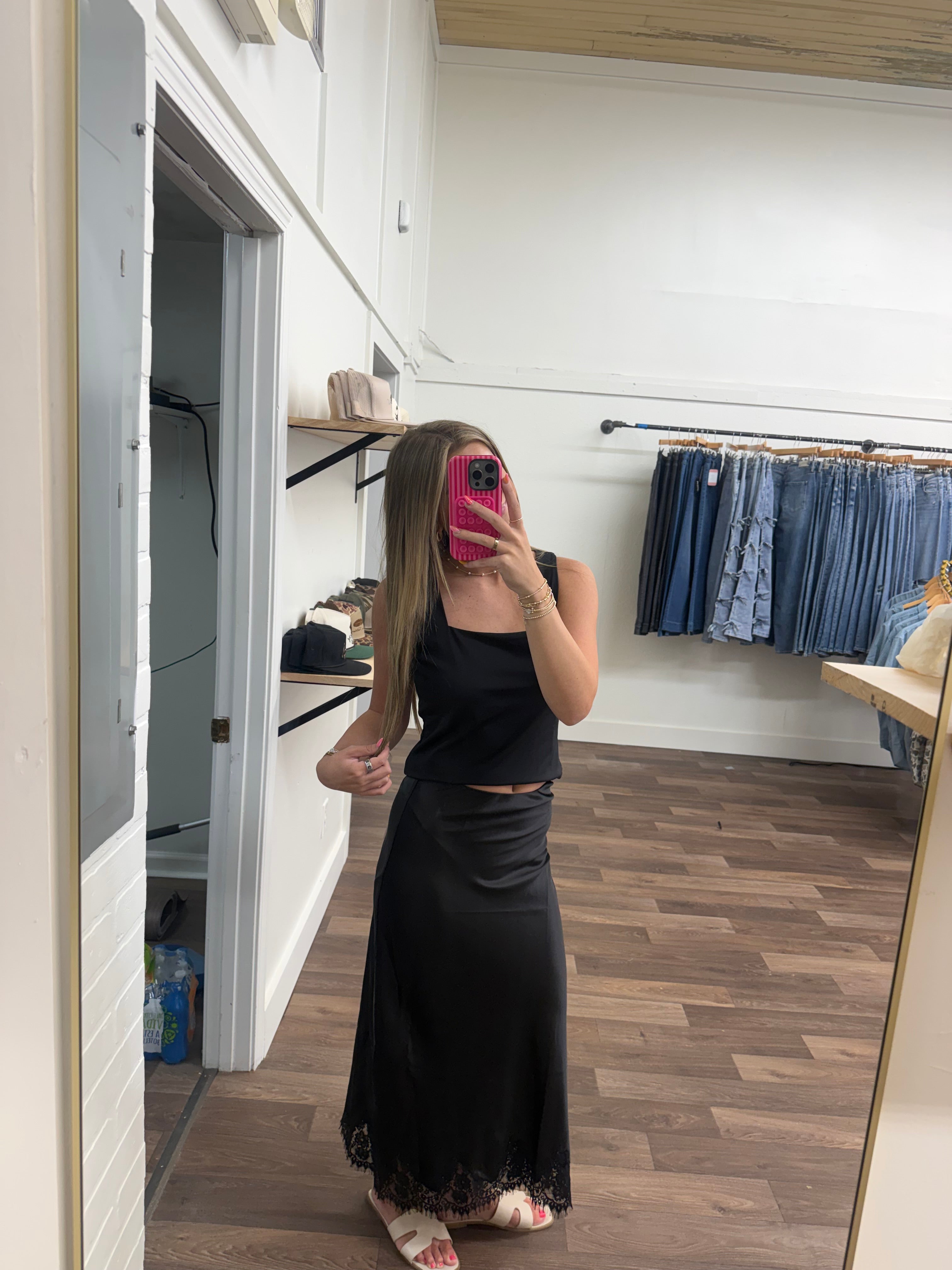 Black Lace Maxi Skirt