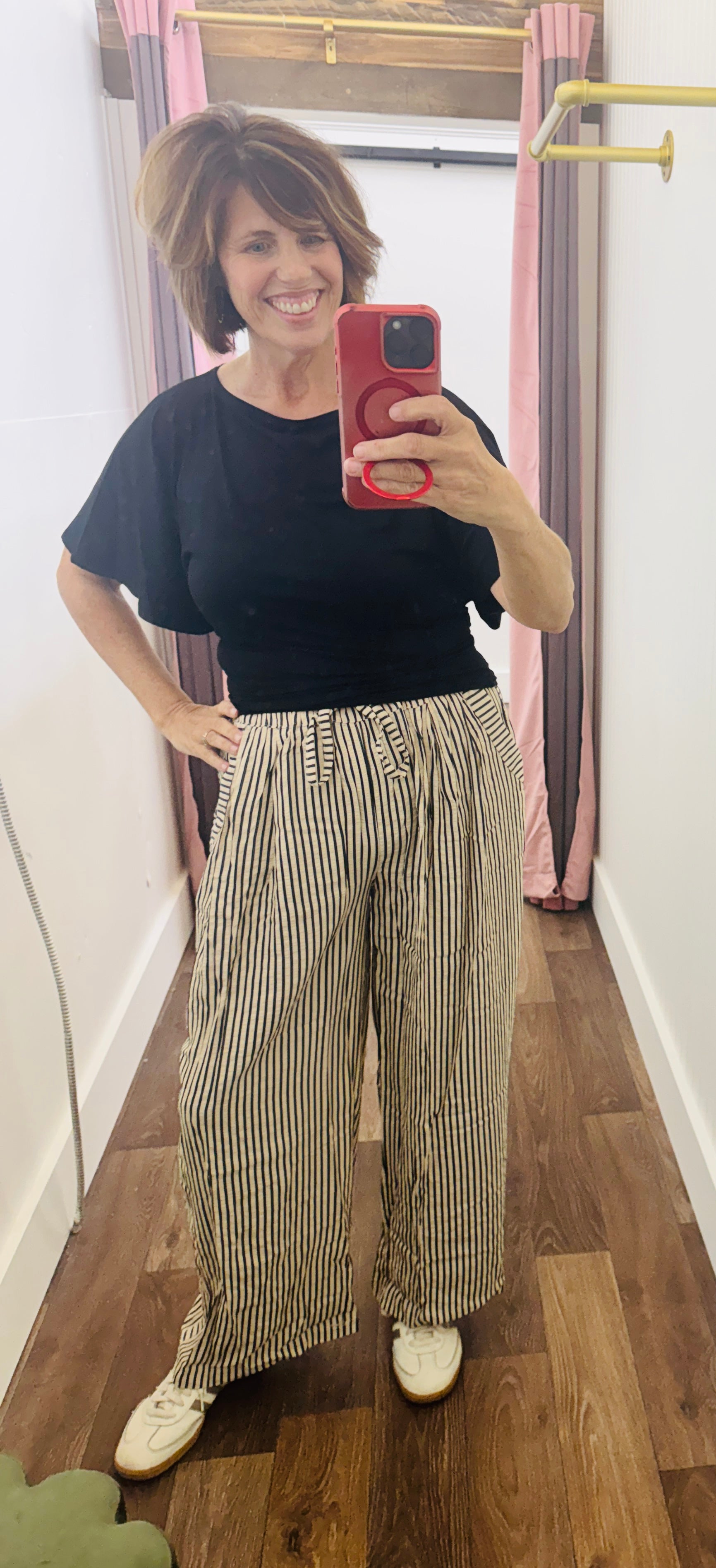 Striped-Wide Leg Pants