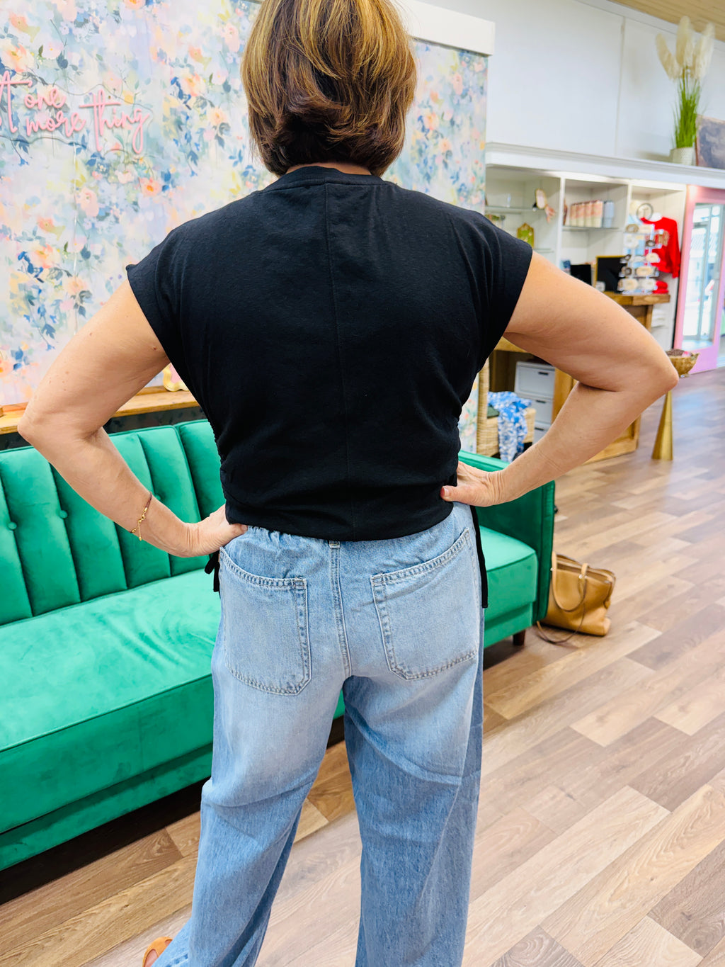 Cap Sleeve Top with Side Ruching