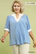 Linen Blend Contrast Top