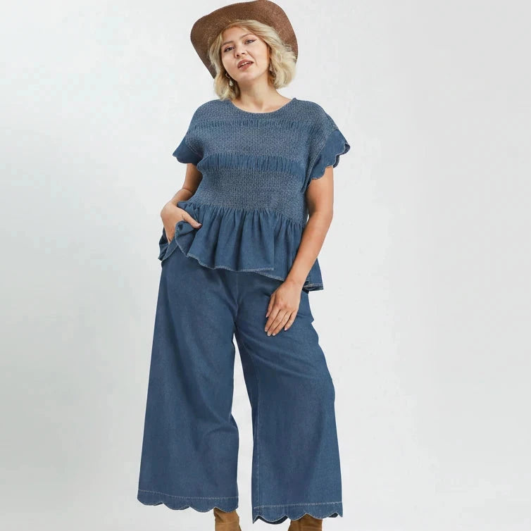 Denim peplum top