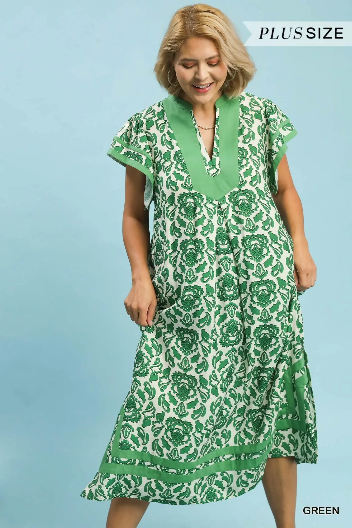 Green floral dress