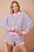 Striped Pink Mock Neck Shirt