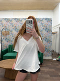 White V Neck Tee