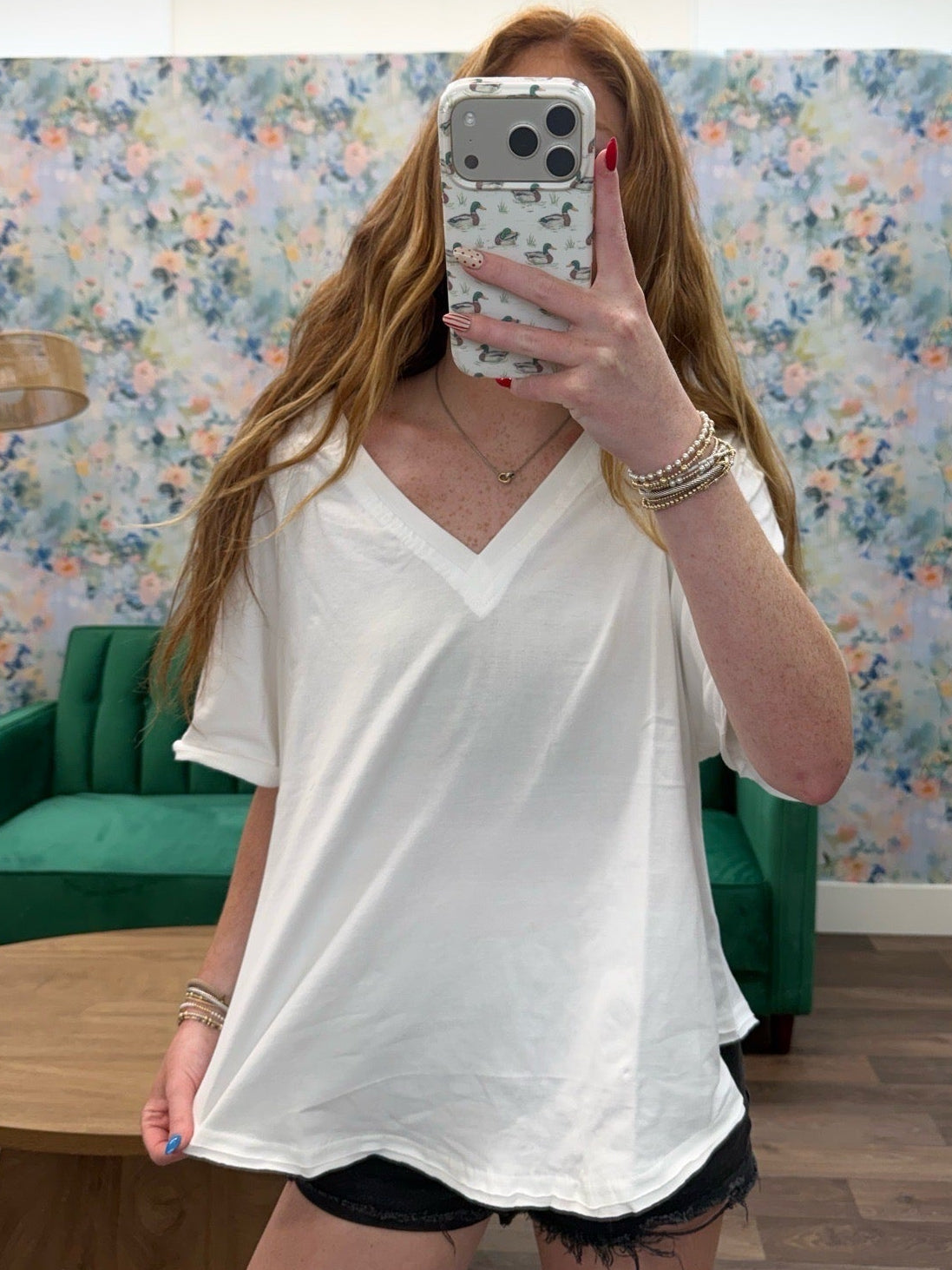White V Neck Tee