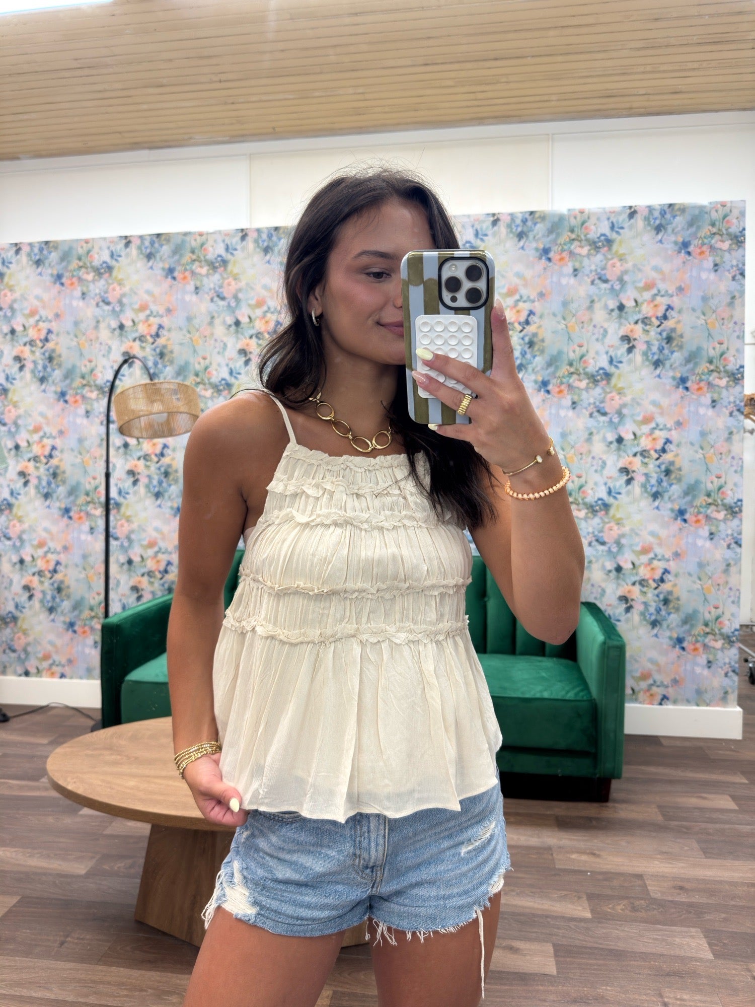 Cream Ruffle top