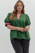 Solid short bubble sleeve multicolor