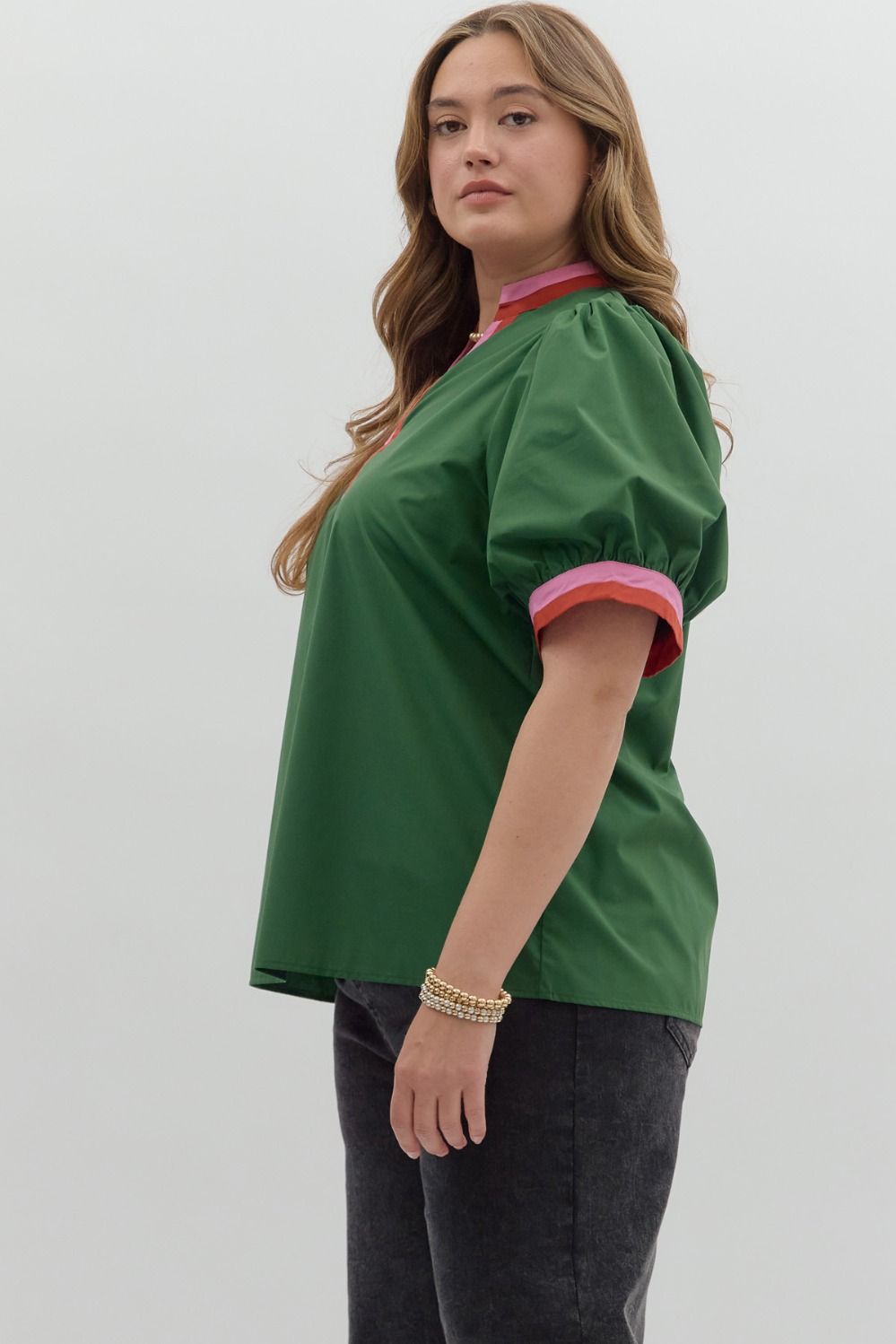 Solid short bubble sleeve multicolor