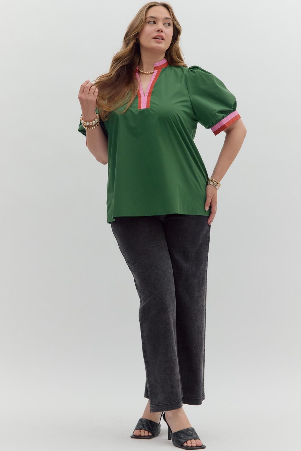 Solid short bubble sleeve multicolor