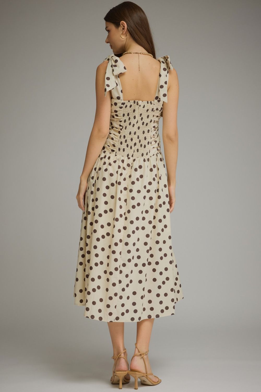 Polka dot sleeveless midi dress