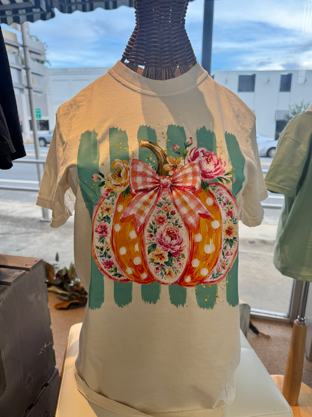 FLORAL PUMPKIN STRIPES TEE (IVORY)