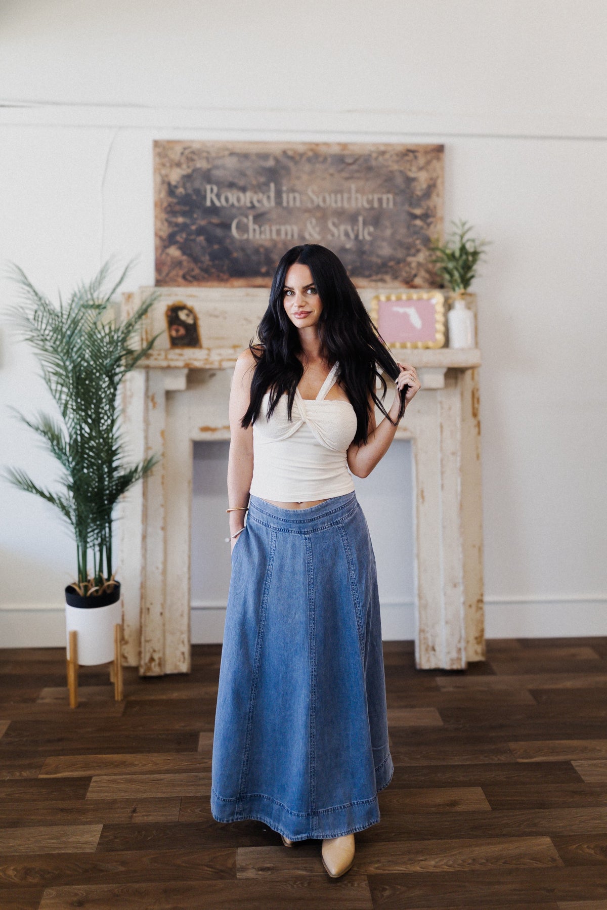 The Willow Denim Maxi Skirt