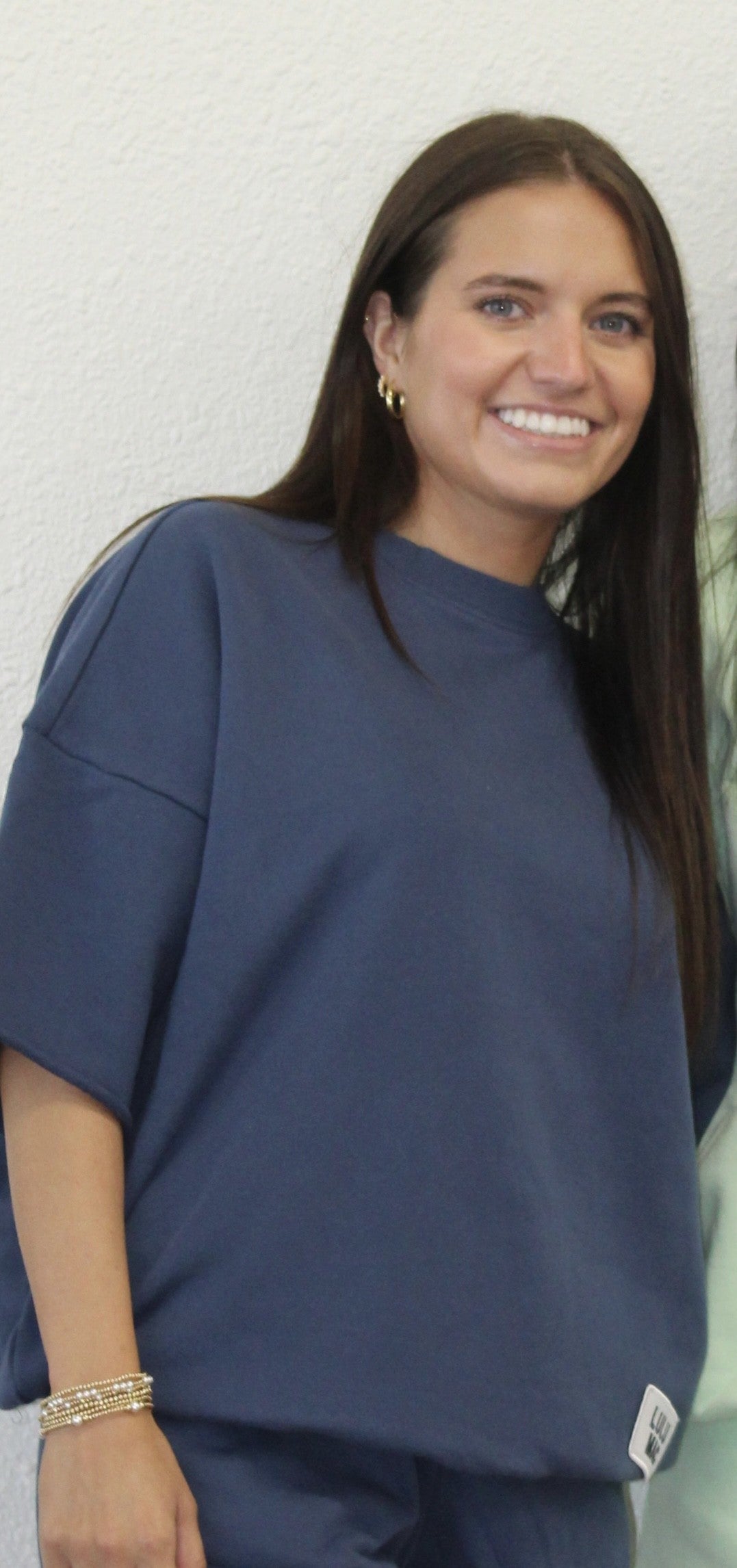 LuLu Mac Short Sleeve Terry Cloth Top Navy