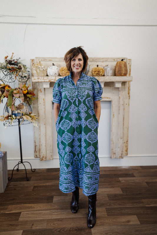 Green Blue Abstract Dress