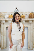 Ivory Sleeveless Top with Gold Hardware