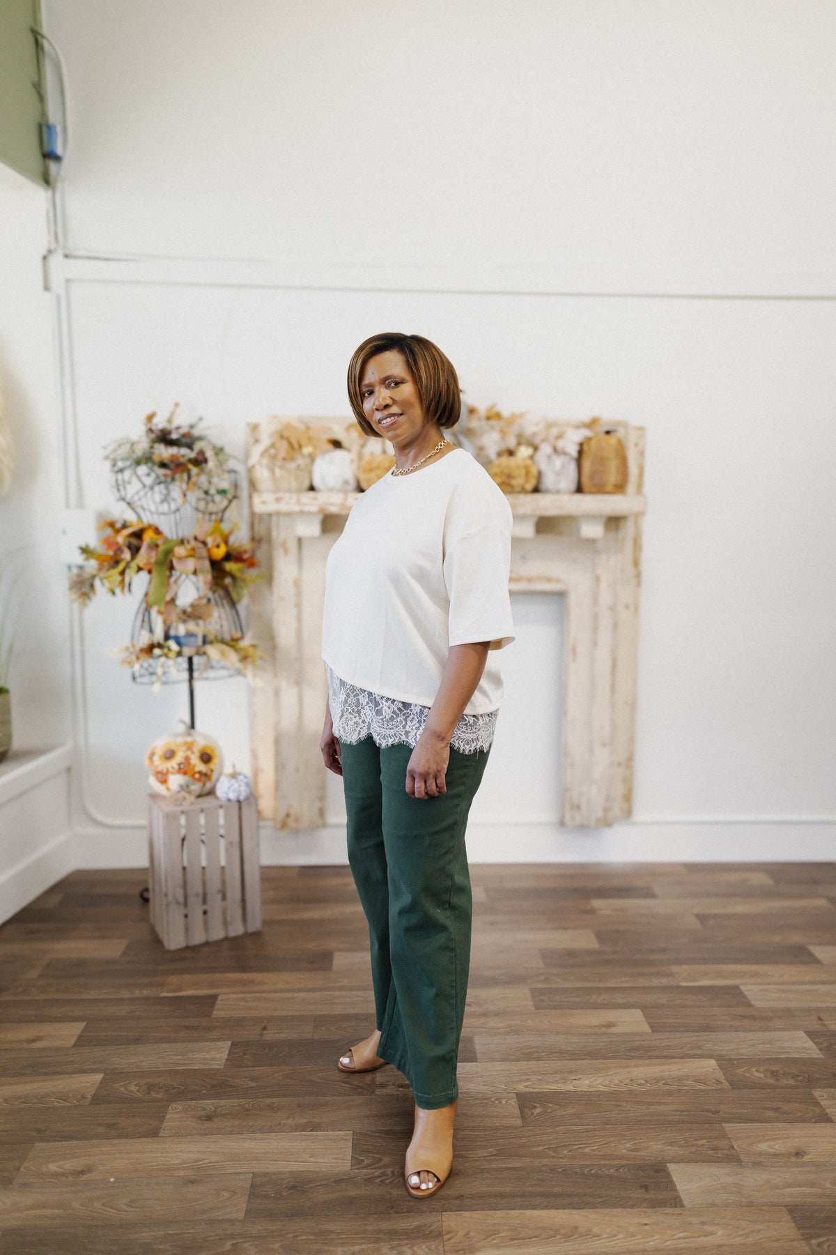 Curvy Forrest Green Cropped Pants
