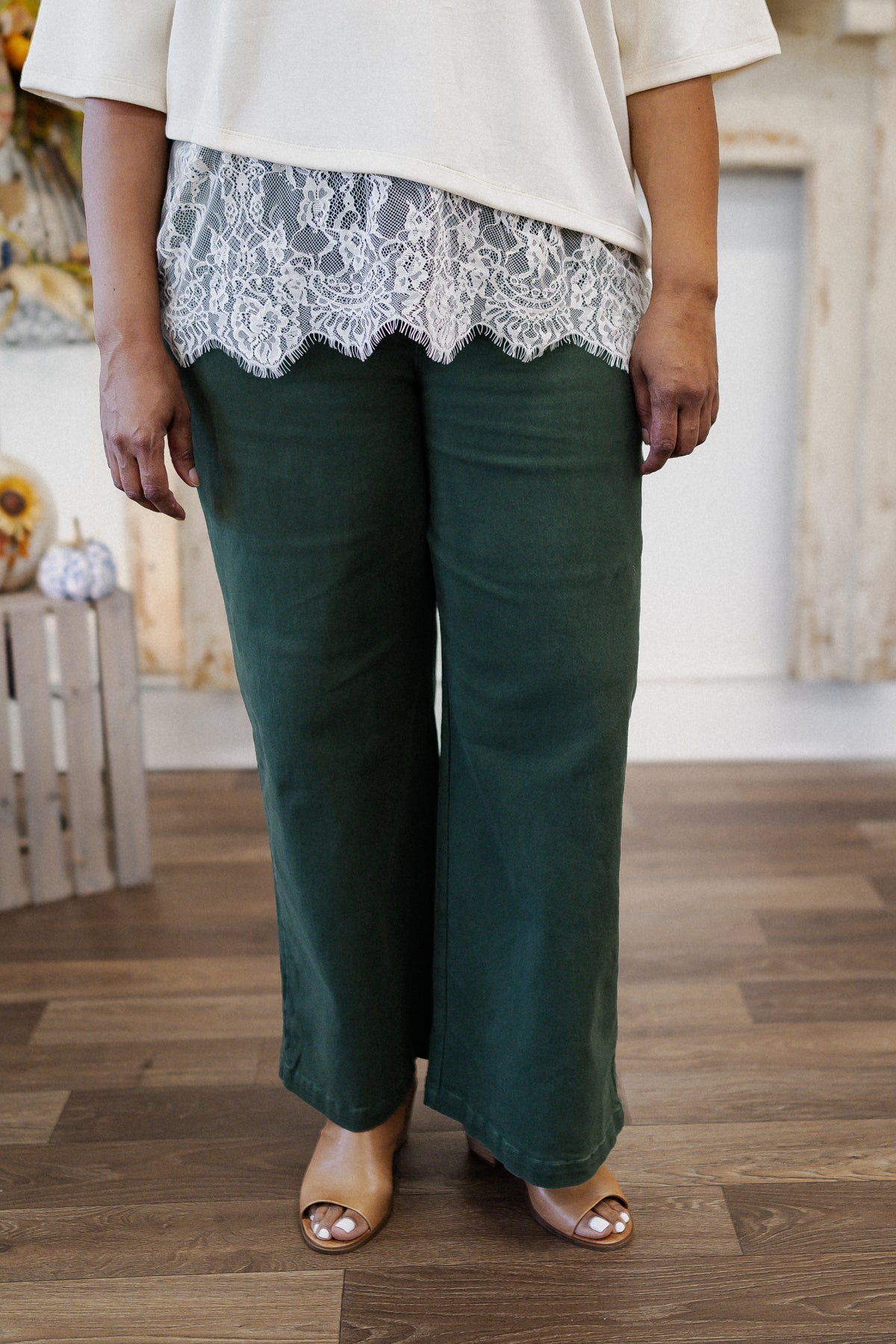 Curvy Forrest Green Cropped Pants
