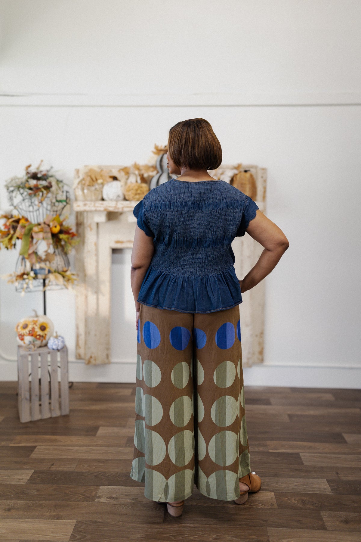 Curvy Polka Dot Print Palazzo Pant