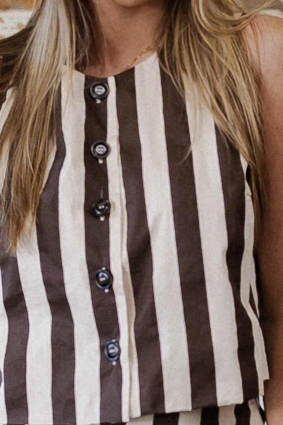 Striped Poplin Sleeveless Top