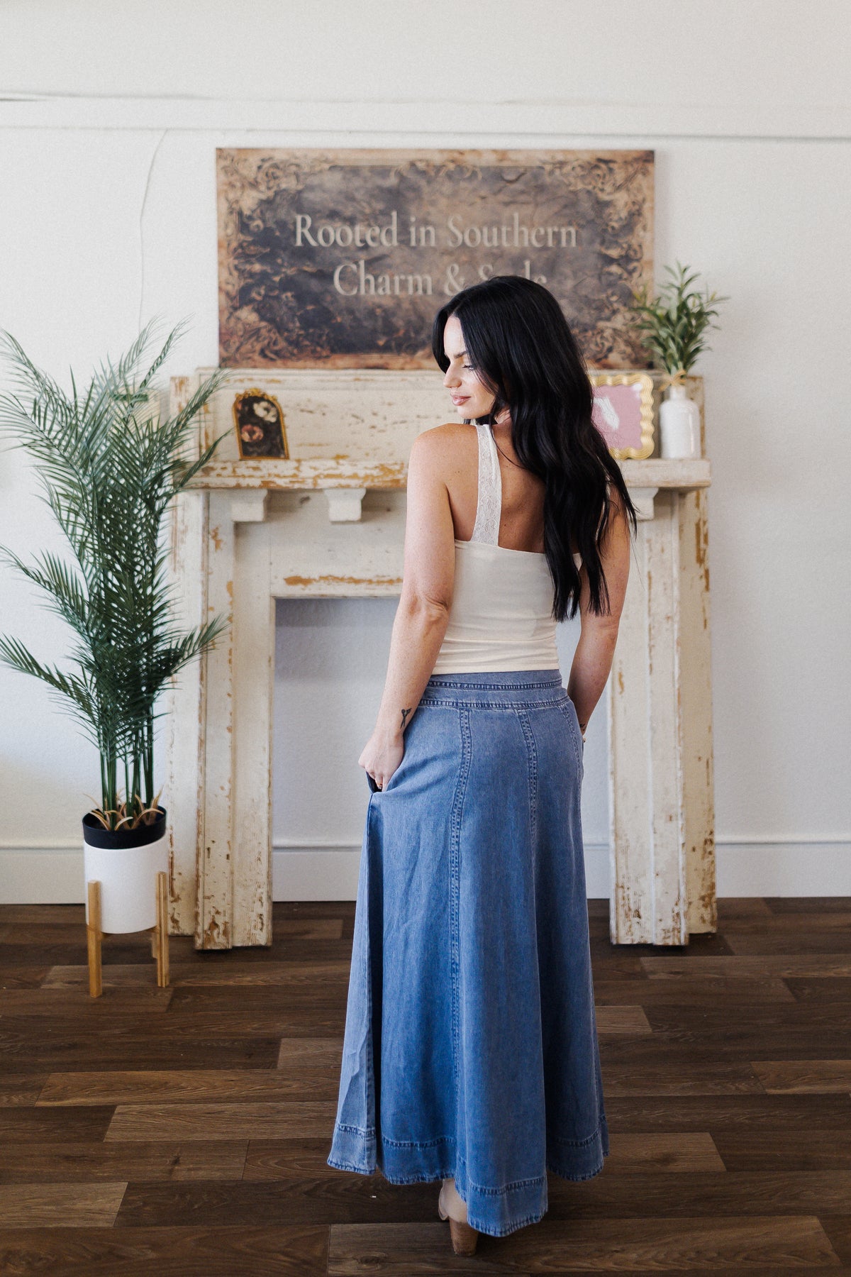 The Willow Denim Maxi Skirt