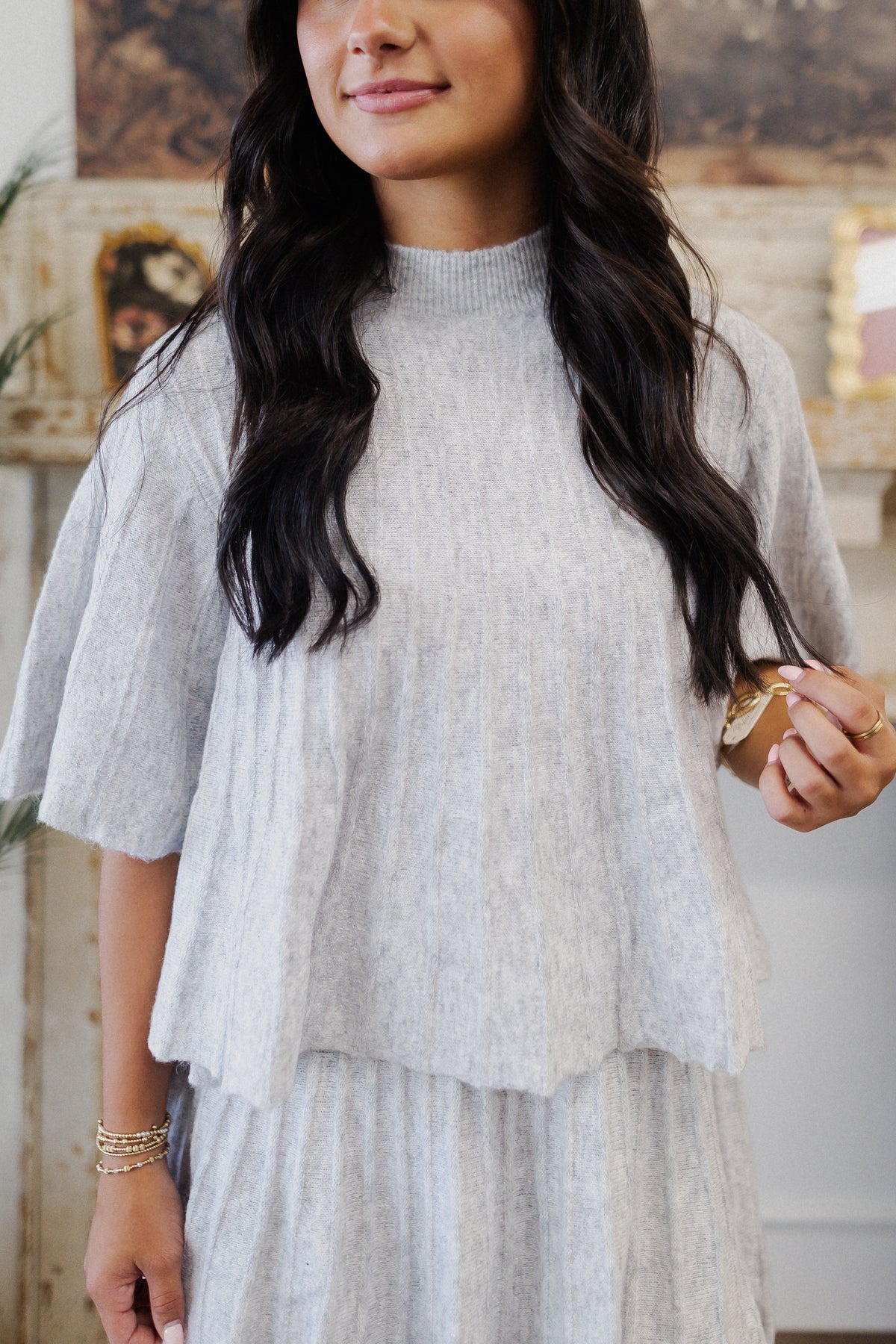 Ice Gray Mockneck Sweater Top