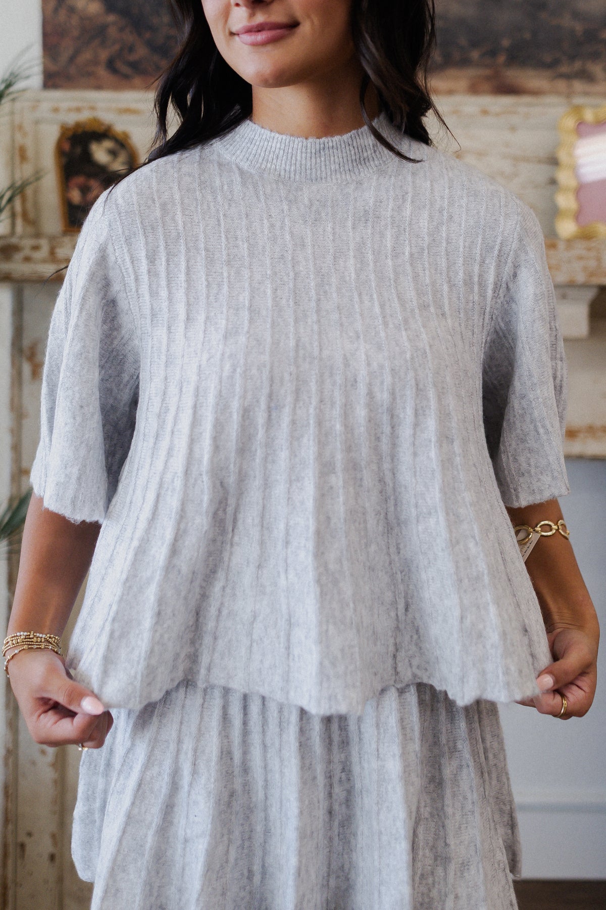 Ice Gray Mockneck Sweater Top