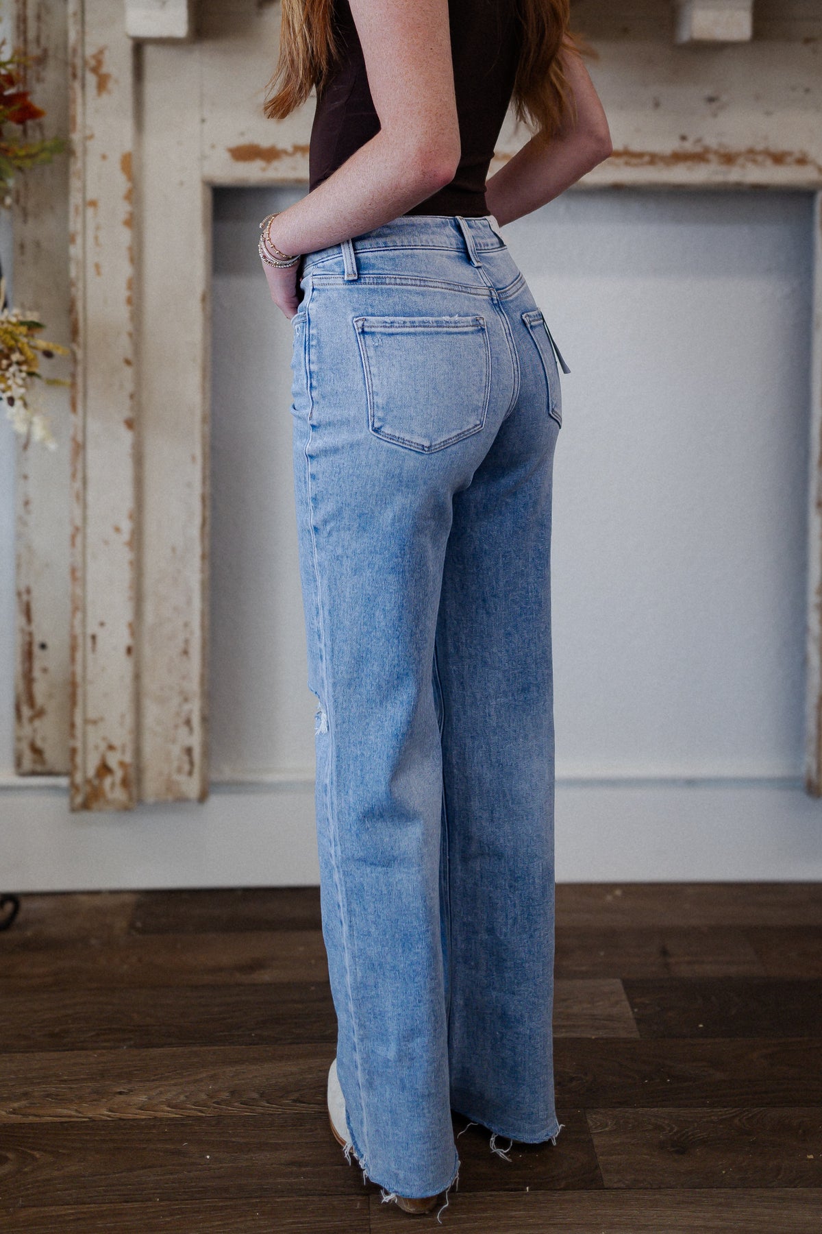 Flying Monkey HIGH RISE DISTRESSED SLIM WIDE JEANS