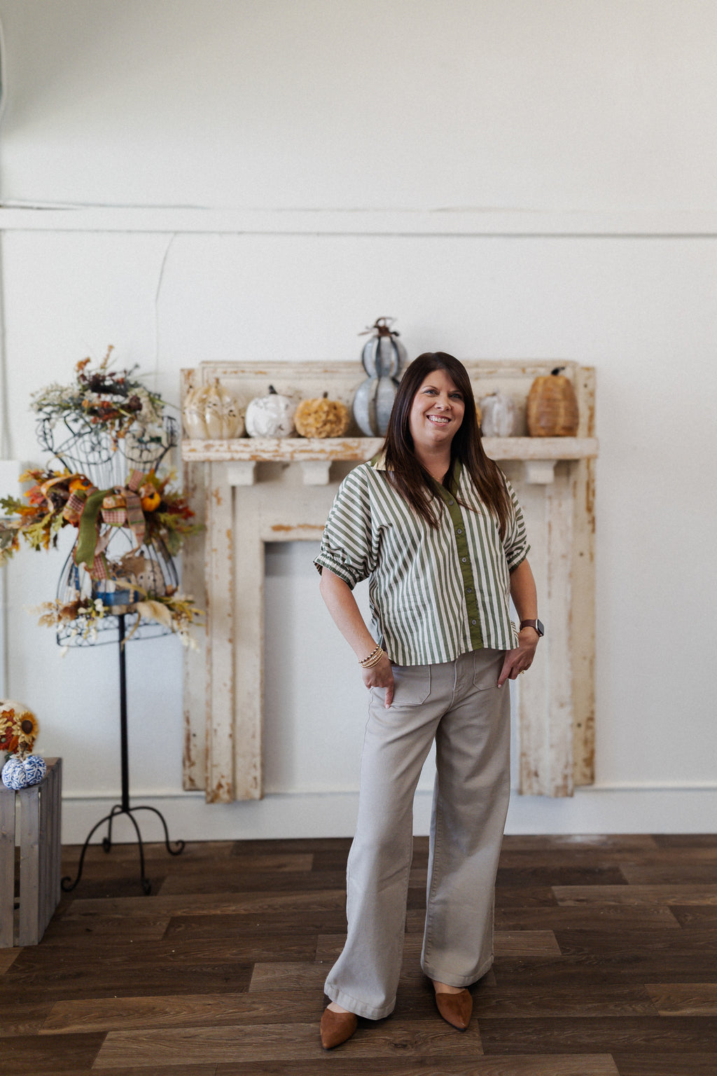 Olive Stripe Blouse