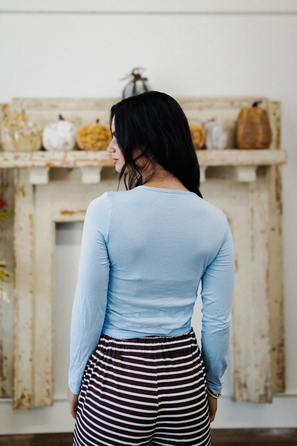 Athleisure Yoga Pilates wrap Top Long Sleeve ballet wrap Light Blue