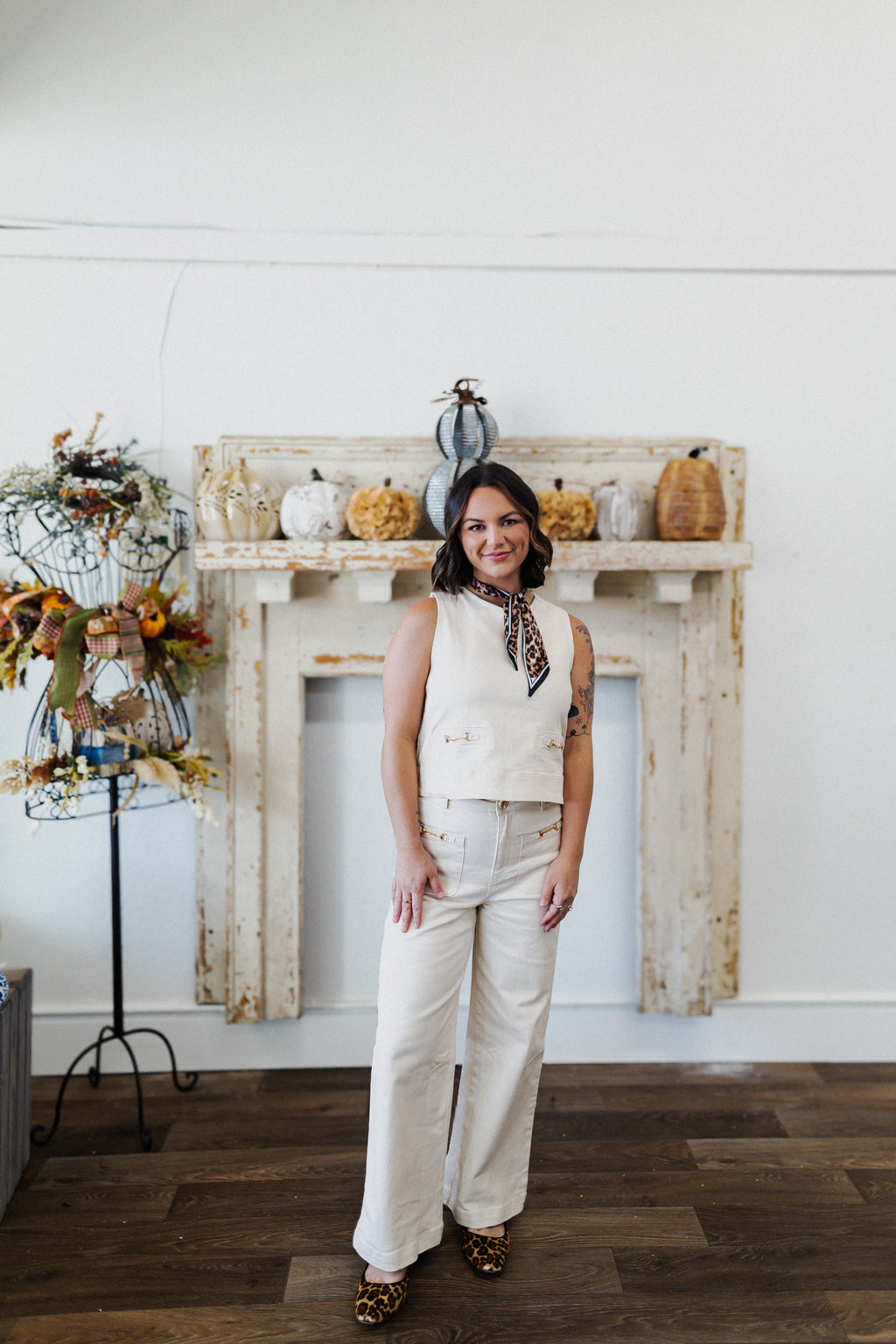 Ivory Bottoms with Gold Accent Hardware