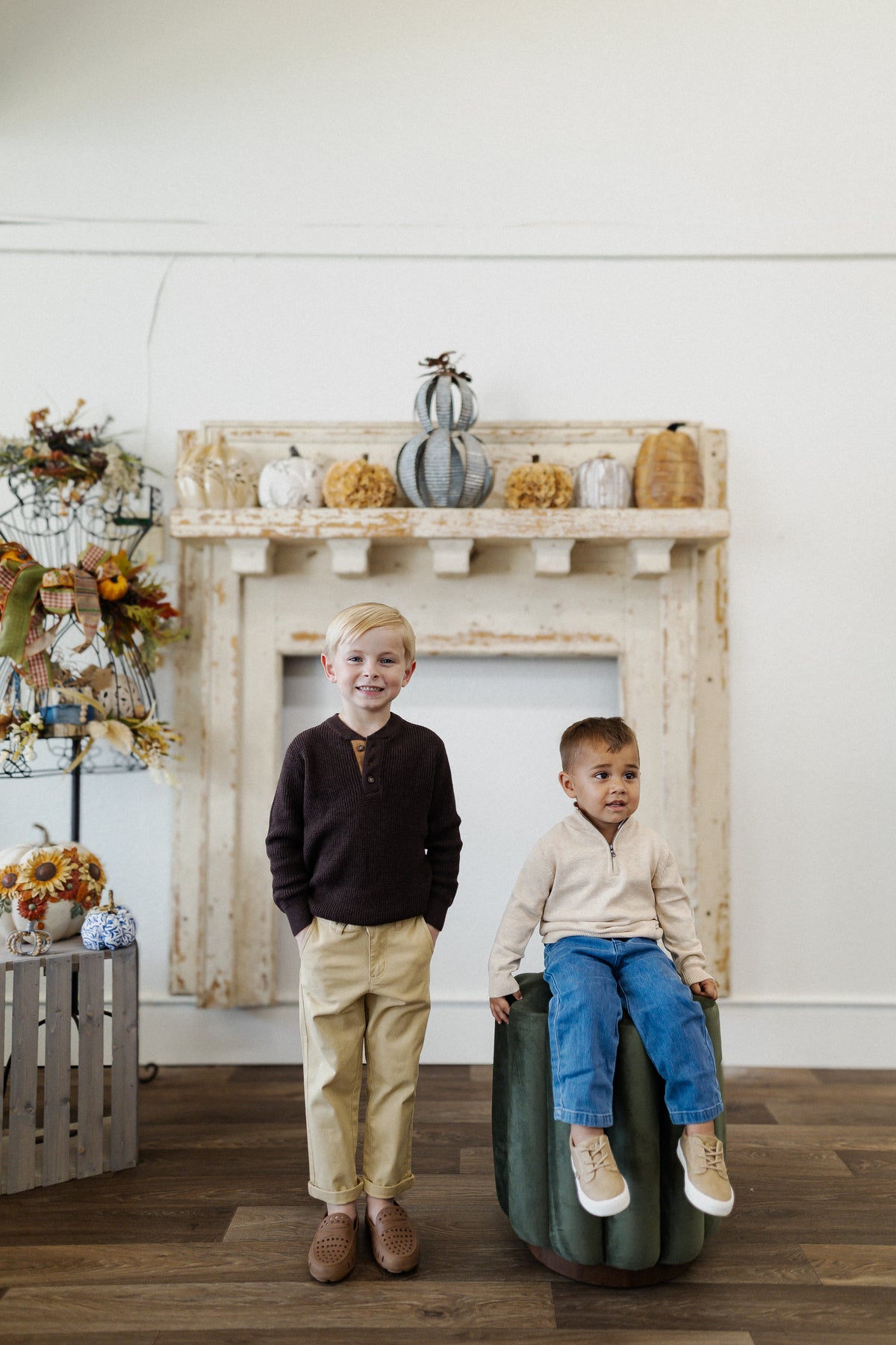 Boys Heather Oatmeal Quarter-Zip Sweater