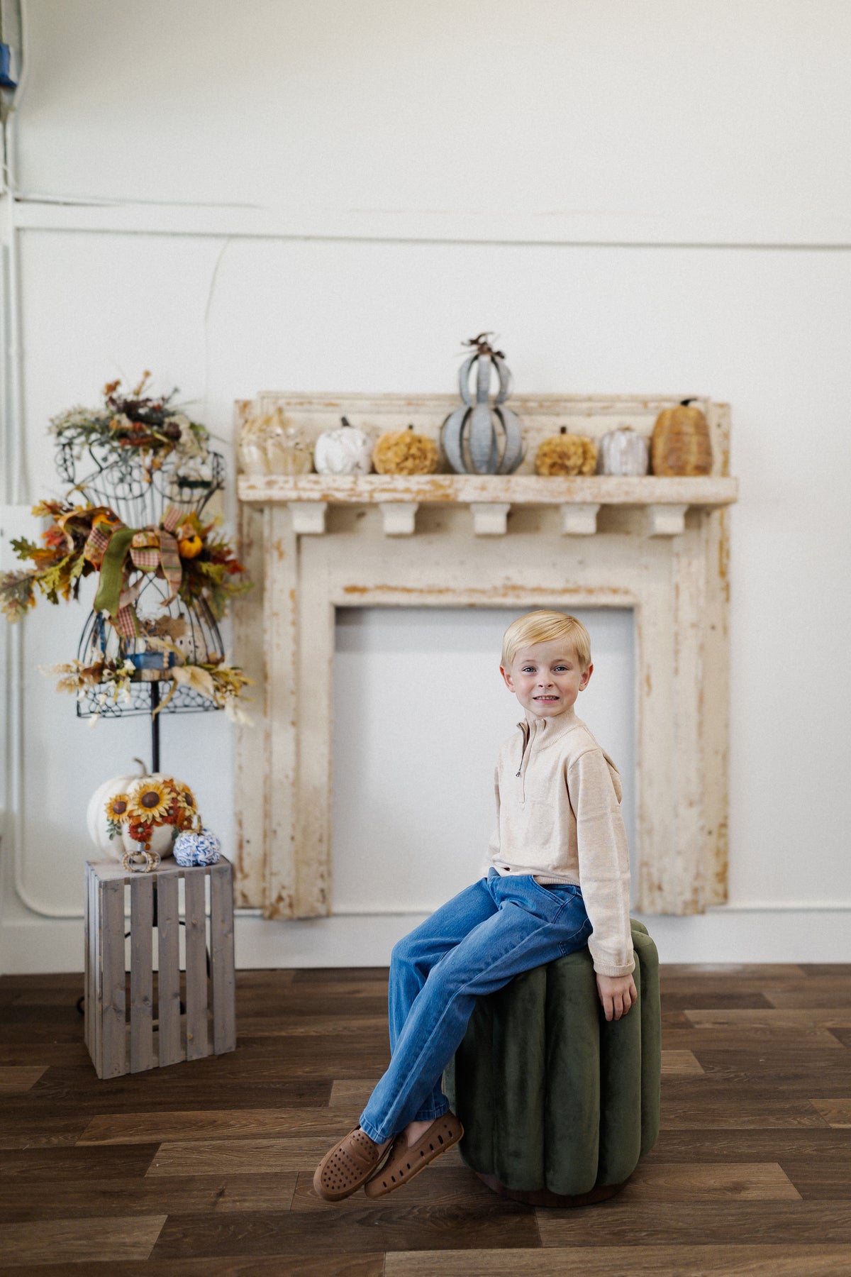 Boys Heather Oatmeal Quarter-Zip Sweater