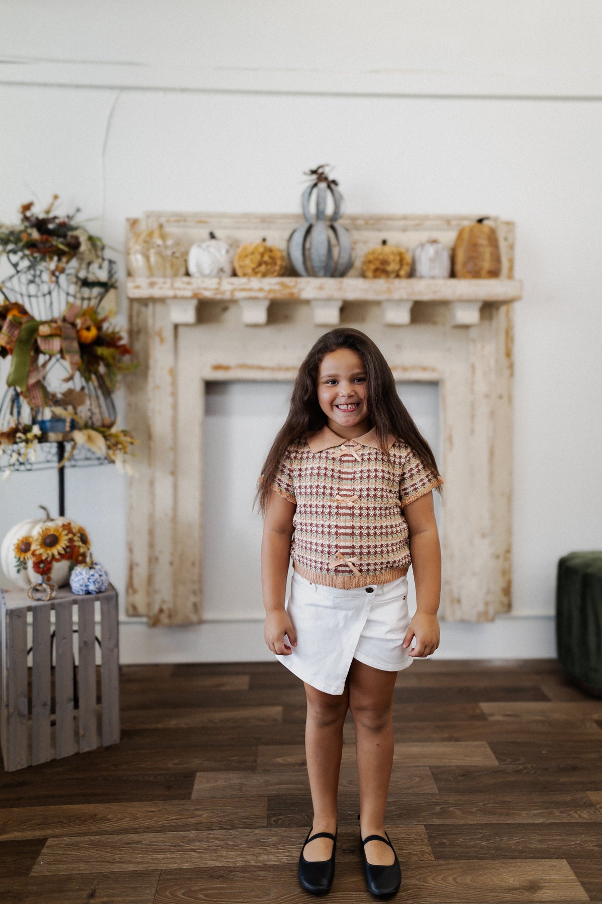GIRLS COLLARED KNIT SWEATER