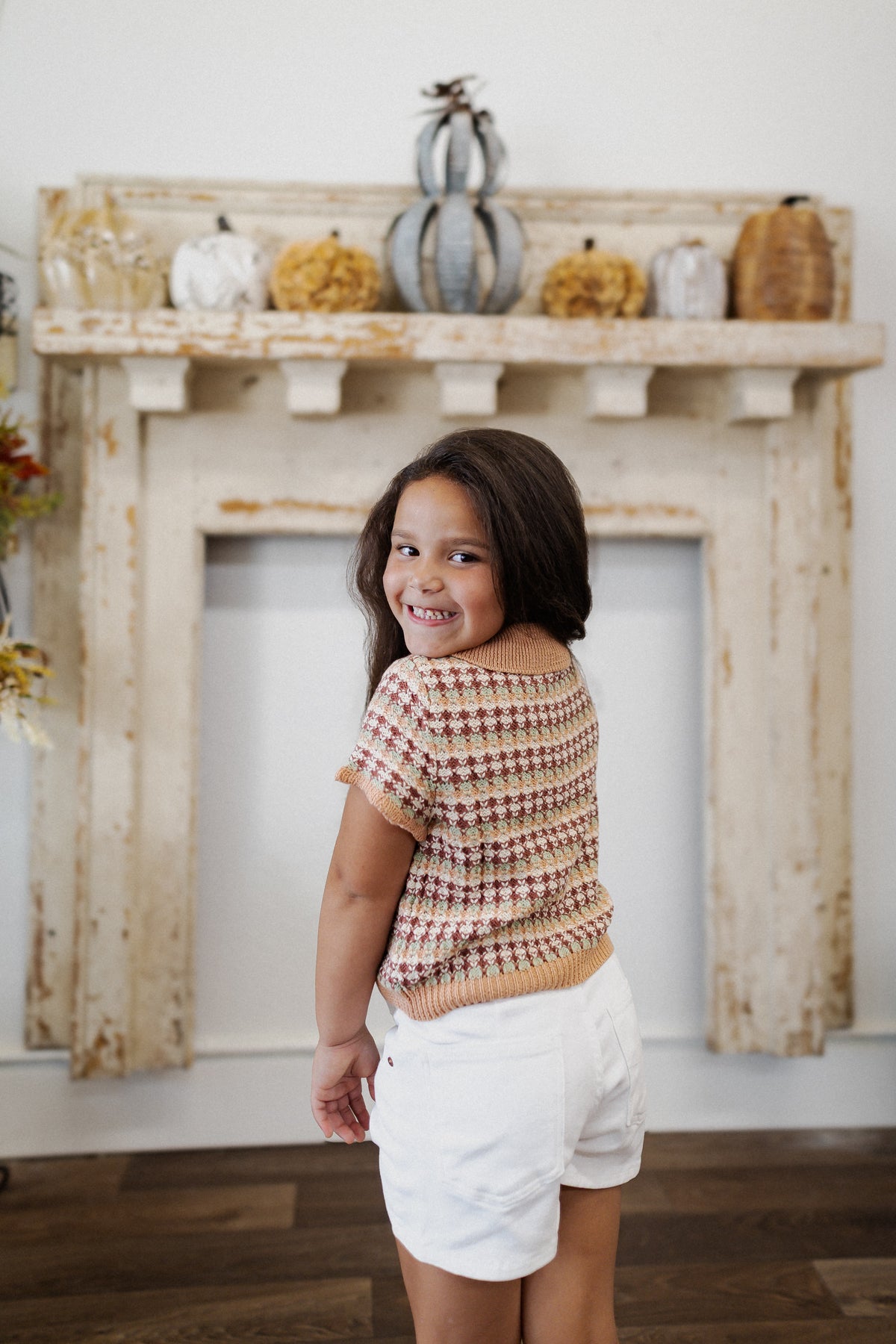 GIRLS COLLARED KNIT SWEATER