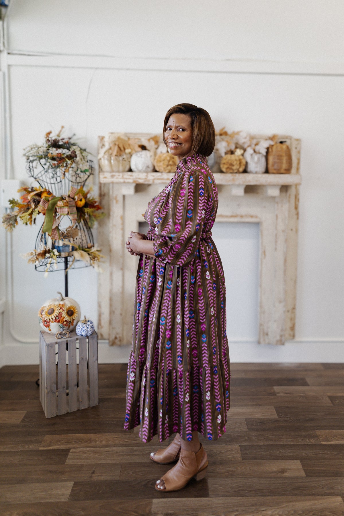 Curvy Boho Print Tiered Maxi Dress