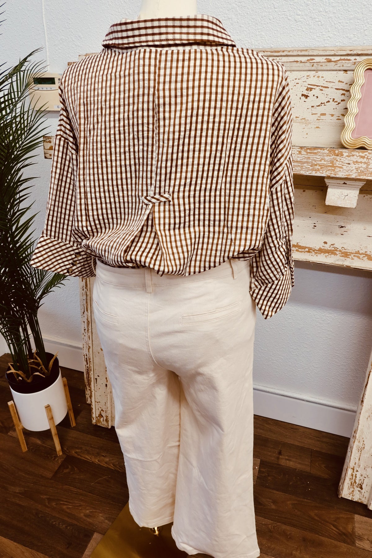 Plus Wide Leg Pants with Front Patch Pockets