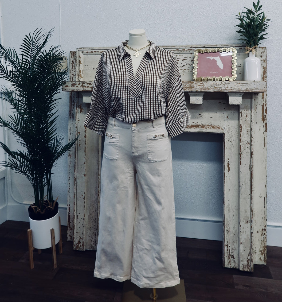 Plus Wide Leg Pants with Front Patch Pockets